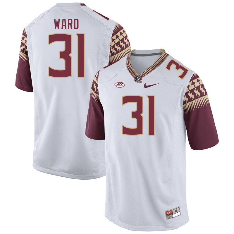 Men #31 DeMarco Ward Florida State Seminoles College Football Jerseys Stitched-White - Click Image to Close